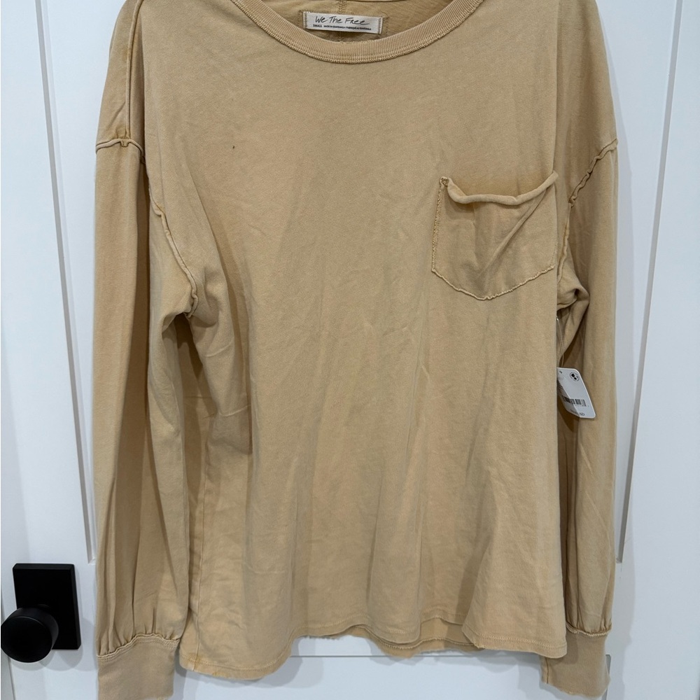 We The Free Tan Long Sleeve Tee Relaxed Fit